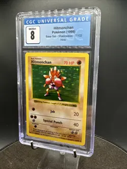 CGC 8 Shadowless Hitmonchan 7/102 Holo Base Set Pokemon Card - Image 1