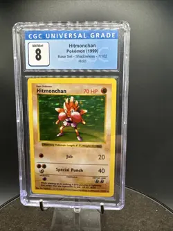 CGC 8 Shadowless Hitmonchan 7/102 Holo Base Set Pokemon Card - Image 2