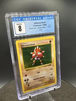 CGC 8 Shadowless Hitmonchan 7/102 Holo Base Set Pokemon Card - Image 4