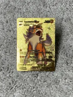 Pokemon Unique Lycanroc VMax HP320 Hi-Gloss Gold Foil Fan Art Card LP - Image 1