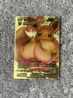 Pokemon Unique Eevee VMax HP300 Blkstar Promo Hi-Gloss Gold Foil Fan Art Card LP - Image 1