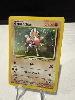 Pokemon TCG Hitmonchan Base Set Holo Unlimited Rare Card 7/102 MP - Image 1
