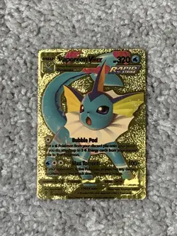 Pokemon Unique Vaporeon VMax HP320 Bubble Pod Hi-Gloss Gold Foil Fan Art Card LP - Image 1