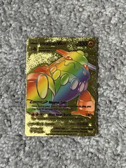 Pokemon Unique Heatran VMax HP330 Magma Gain Hi-Gloss Gold Foil Fan Art Card LP - Image 1