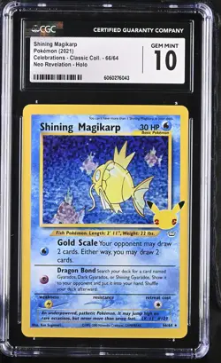 CGC 10 Shining Magikarp 66/64 Holo Celebrations Classic Collection Pokemon Card - Image 1