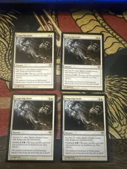 Mtg Magic Dark Ascension Lingering Souls Yellow Print Line Misprint Error X4 Lot - Image 1
