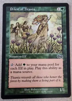 Priest of Titania - Lightly Played - Urza's Saga Regular- Mtg - Image 1
