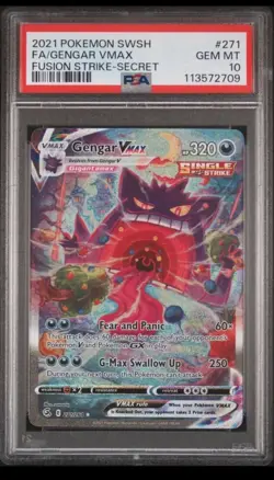 Pokemon 2021 Gengar VMAX 271/264 Alt Art Fusion Strike GEM MINT PSA 10 - Image 1