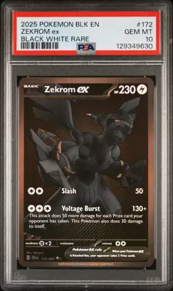 2025 POKEMON BLK EN-BLACK BOLT BLACK WHITE RARE #172 ZEKROM EX PSA 10 - Image 1