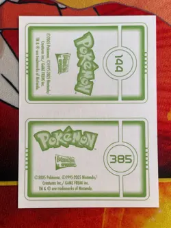 Pokemon Merlin Topps Ultimate Stickers 2005 Articuno #144 Jirachi #385 Non-holo - Image 2