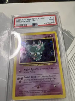 Pokemon Neo Revelation Misdreavus Holo PSA 9 11/64 Mint Big Swirl - Image 2
