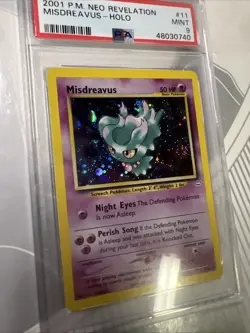 Pokemon Neo Revelation Misdreavus Holo PSA 9 11/64 Mint Big Swirl - Image 3