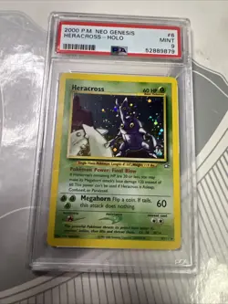 2000 POKEMON NEO GENESIS #6 HERACROSS-HOLO PSA 9 Mint - Image 1