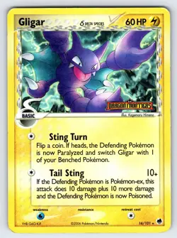 Gligar 16/101 2006 EX Dragon Frontiers Pokemon Card Reverse Holo - Mp/Pen Mark - Image 1