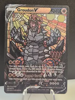 Groudon CUSTOM Stained Glass Holo Van Gogh Shiny Unbranded Card For Display Only - Image 1