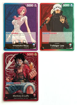 One Piece - L Leader Card Lot of 3 Monkey.D.Luffy Vinsmoke Reiju Trafalgar Law - Image 1