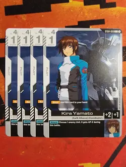 Gundam Card Game Starter Deck Kira Yamato Exclusive ST04-010 SEED Strike x4 NM/M - Image 1