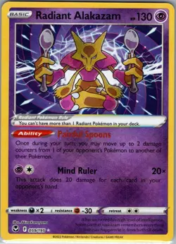 Radiant Alakazam 059/195 Holo Rare Pokemon Card SWSH12: Silver Tempest - Image 1
