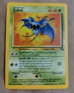 Pokemon TCG Zubat Fossil 57 Regular Unlimited Common - Image 1
