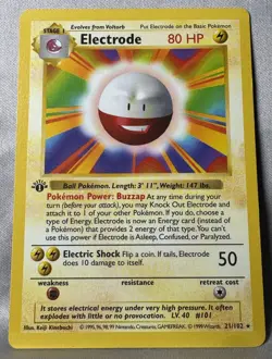 Pokemon 1999 Base Set 1st Edition Shadowless Rare: Electrode 21/102 - MP - Image 1
