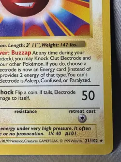 Pokemon 1999 Base Set 1st Edition Shadowless Rare: Electrode 21/102 - MP - Image 4