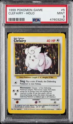 1999 POKEMON GAME #5 CLEFAIRY-HOLO PSA 9 - Image 1