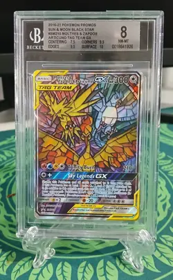 2019 Pokemon Hidden Fates Promo Moltres Zapdos Articuno GX #SM210 - BGS 8 NM-MT - Image 1