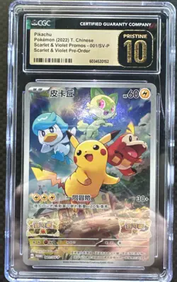 Pikachu Pre-Order Promo 001/SV-P Pokemon Chinese CGC Pristine 10 - Image 1
