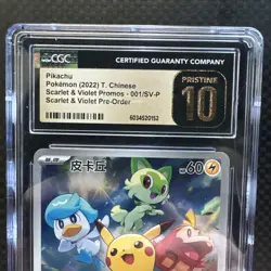 Pikachu Pre-Order Promo 001/SV-P Pokemon Chinese CGC Pristine 10 - Image 3
