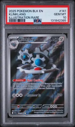 PSA 10 KLINKLANG #141 ILLUSTRATION RARE 2025 POKEMON BLK BLACK BOLT VERY LOW POP - Image 1