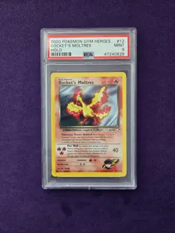 2000 Pokemon Gym Heroes Rocket's Moltres Unlimited Holo Rare 12/132 PSA 9 - Image 1