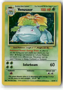 Venusaur ⭐ 015/102 Base Set Holo WOTC Vintage Pokemon LP/MP - Image 1