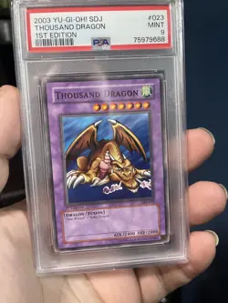 First Edition Thousand Dragon Yu Gi Oh PSA 9 Mint Condition 2003 sdj-023 - Image 1