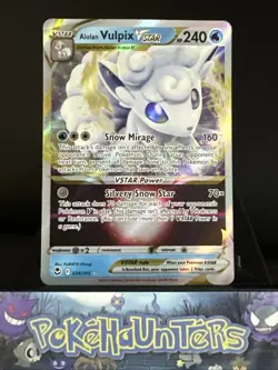 Pokemon Card Alolan Vulpix VSTAR 034/195 Silver Tempest Half Art Ultra Rare NM - Image 1