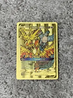 Pokemon Moltres,Zapdos&Articuno GX HP300 Tag Team Gold Foil Fan Art Card - Image 1