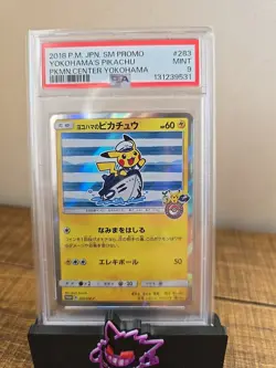 PSA 9 Yokohama's Pikachu 283/SM-P Pokemon Center Promo Mint Japanese Pokemo Card - Image 1