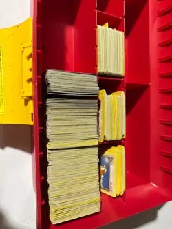 Red Pokemon "Just Stuff" Card collector storage box with a bunch of cards - Image 2