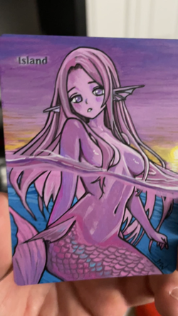 Magic MTG Altered Painted Island Mermaid Anime Girl by white_alters - Image 2
