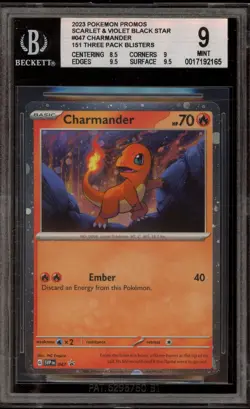 Pokemon Charmander 151 3 Pk. Blister Black Star Holo Promo SVP EN 047 BGS 9 Mint - Image 1