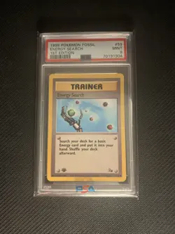 1999 POKEMON FOSSIL 1ST EDITION ENERGY SEARCH #59 PSA 9 - MINT - Image 1