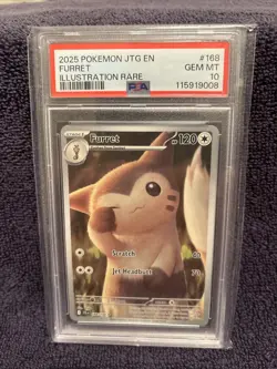 2025 POKEMON JTG EN-JOURNEY TOGETHER ILLUSTRATION RARE #168 FURRET PSA 10 - Image 1
