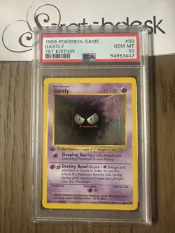 PSA 10 - Pokemon GASTLY 50/102 - 1ST EDITION SHADOWLESS BASE SET - GEM MINT - Image 1
