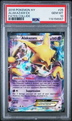 Alakazam EX 25/124 2016 Pokemon Fates Collide Holo PSA 10 - Image 1
