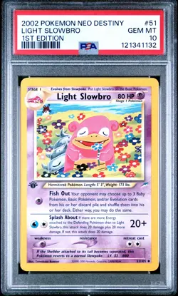 2002 Pokemon Neo Destiny #51 Light Slowbro 1st Edition PSA 10 GEM MINT - Image 1