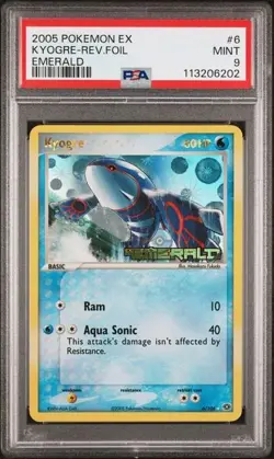 2005 Pokemon EX Emerald Kyogre Reverse Holo #6 PSA MINT 9 - Image 1