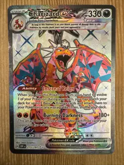 Charizard ex 215/197 Full Art Ultra Rare Obsidian Flames Pokemon Card NM - Image 1