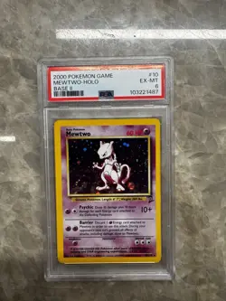 Mewtwo Base Set 2 Holographic 10/102 Pokemon Card PSA 6 - Image 1