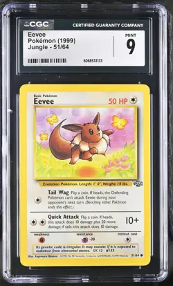 CGC 9 MINT Eevee 1999 Jungle 51/64 Pokemon Card - Image 1