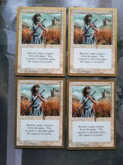 MTG Magic - 4 x Gold Border Swords to Plowshares - Pro Tour Deck Beta Art! - Image 1