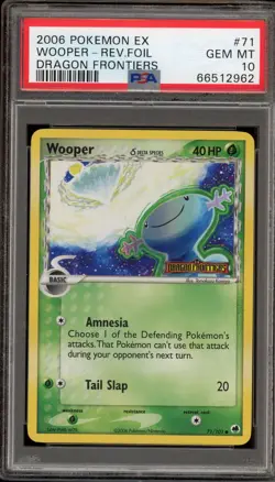 Pokemon Wooper EX Dragon Frontiers Reverse Holo #71 PSA 10 Gem Mint - Image 1